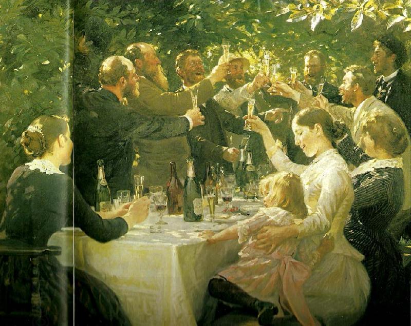 Peter Severin Kroyer frokostgildet, hip, hip, hurra, oil painting picture